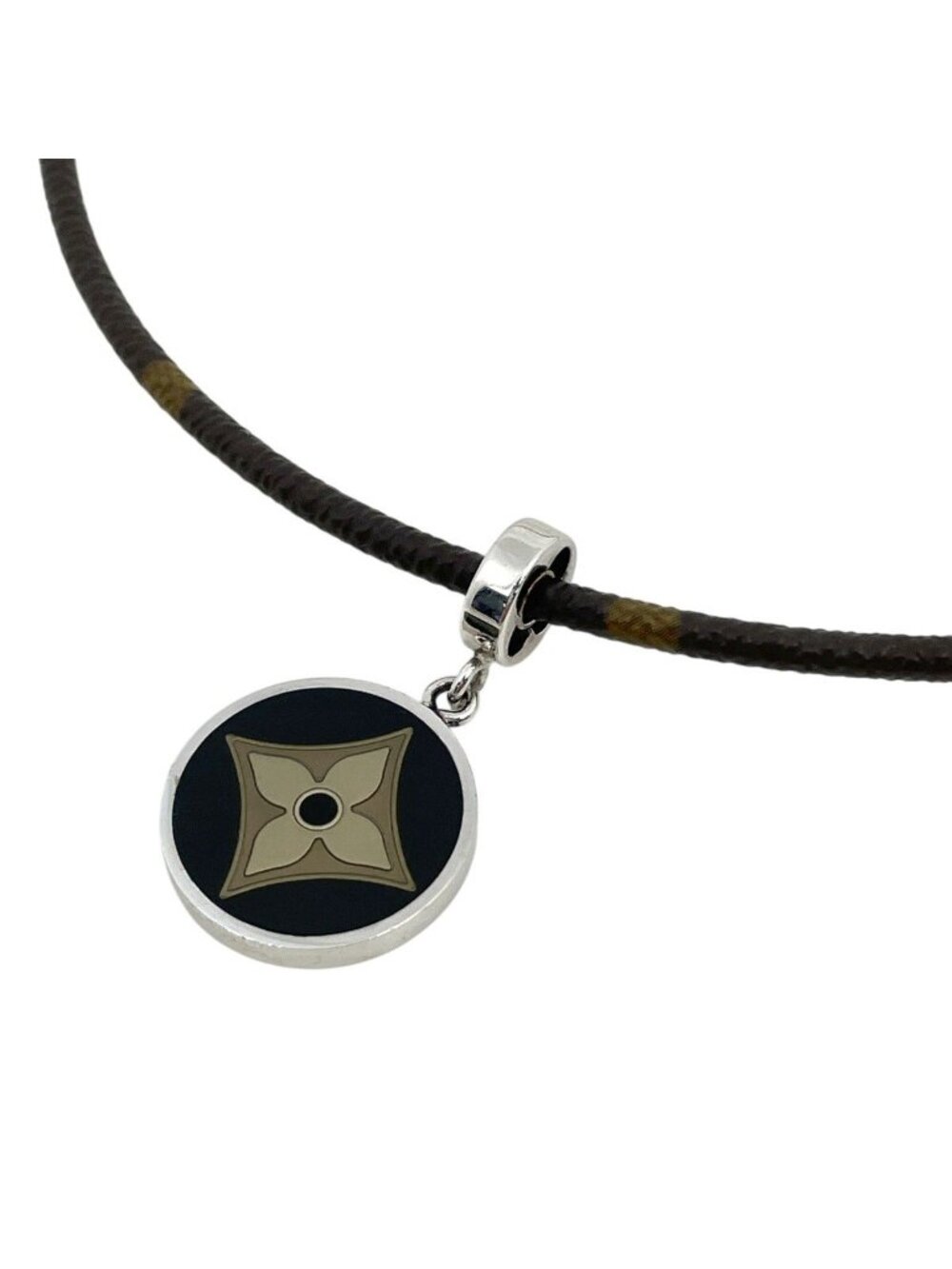 Louis Vuitton Pendentif Fleur Necklace Choker 925 Sterling Silver Monogram
